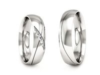 Obrączki ślubne obraczki z diamentami soczewkowe białe 585 - P50160T195b- 3