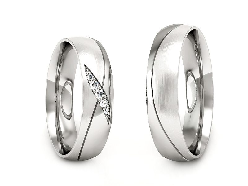 Obrączki z diamentami białe złoto 585 - P50160T195bmp — zdjęcie 3