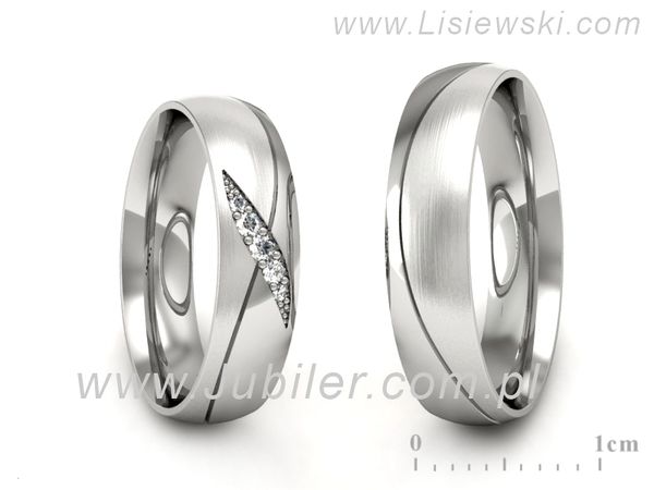Obrączki ślubne obraczki z diamentami soczewkowe białe 585 - P50160T195bmp- 1
