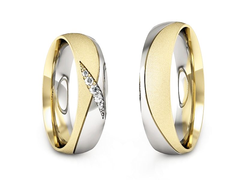 Obrączki ślubne z diamentami dwukolorowe - P50160T195bzms — zdjęcie 3