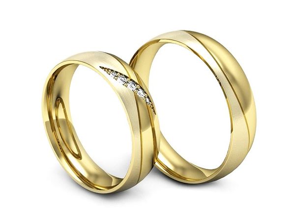 Obrączki ślubne obraczki z diamentami soczewkowe obrączki - P50160T195zmp- 1