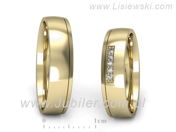 Obrączki ślubne obrączki z diamentami z żółtego złota 585 - P50160T209z- 1