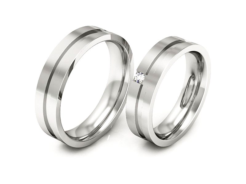 Obrączki złote z brylantem obrączki 585 - P50160T57b — zdjęcie 3