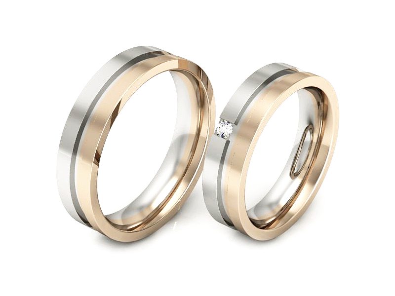 Obrączki z brylantami białe i różowe złoto - P50160T57bc — zdjęcie 3