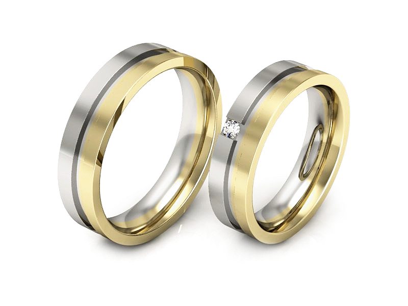 Obrączki z brylantem z żółte i białe złoto - P50160T57bz_ — zdjęcie 3