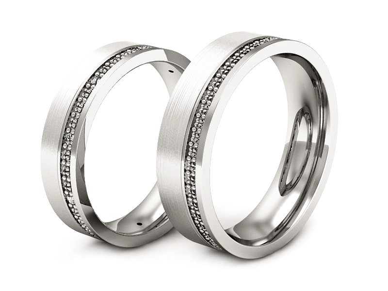 Obrączki z diamentami nowoczesne białe 585 - P50165T37bmp — zdjęcie 3