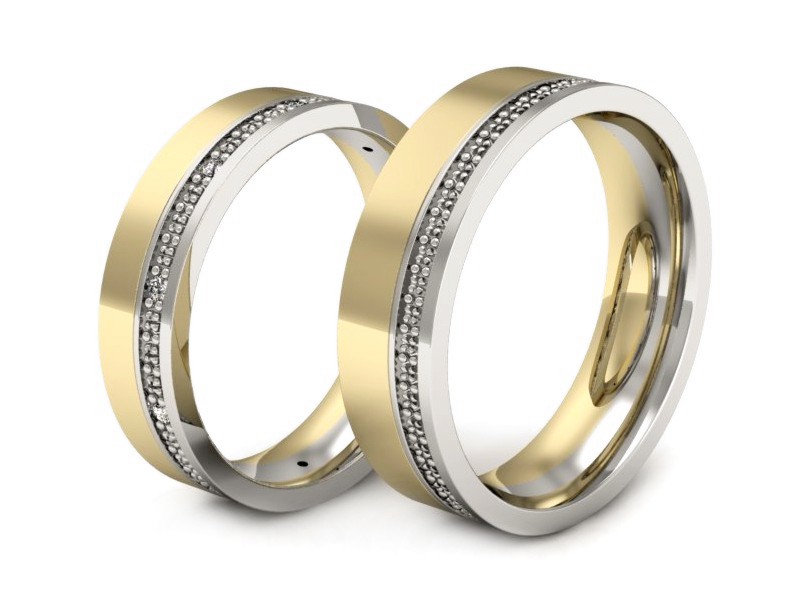 Obrączki z brylantami dwukolorowe złoto 585 - P50165T37zb — zdjęcie 3