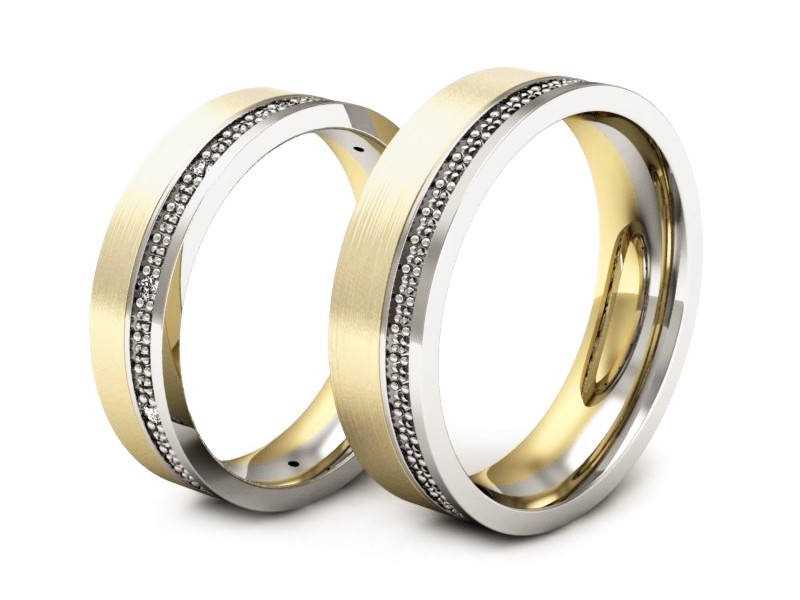 Obrączki z brylantami dwukolorowe złoto 585 - P50165T37zbmp — zdjęcie 3