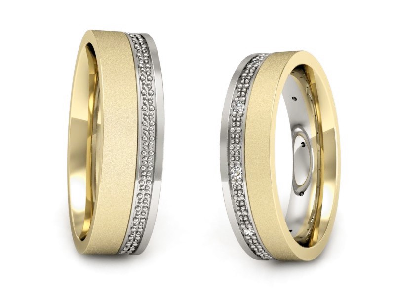 Obrączki z brylantami dwukolorowe złoto 585 - P50165T37zbms