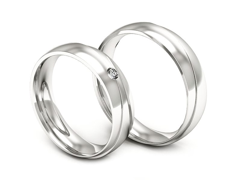 Obrączki z brylantem z soczewką białe złoto - P50170T224b — zdjęcie 3