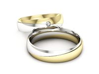 Obrączki ślubne diament obrączki z soczewką żółte białe 14k - P50170T224zb- 2