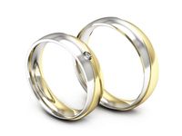 Obrączki ślubne diament obrączki z soczewką żółte białe 14k - P50170T224zb- 3