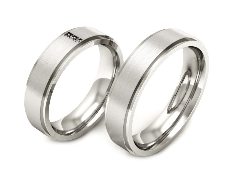 Obrączki z diamentami nowoczesne białe 585 - P50170T24b — zdjęcie 3