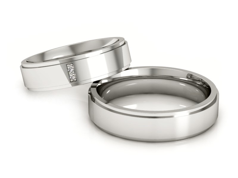 Obrączki z diamentami nowoczesne białe 585 - P50170T24bp — zdjęcie 3