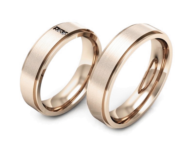 Obrączki z diamentami złote różowe złoto 585 - P50170T24c — zdjęcie 3