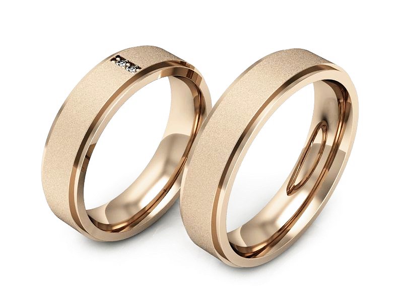 Obrączki slubne z diamentami różowe złoto 585 - P50170T24cms — zdjęcie 3