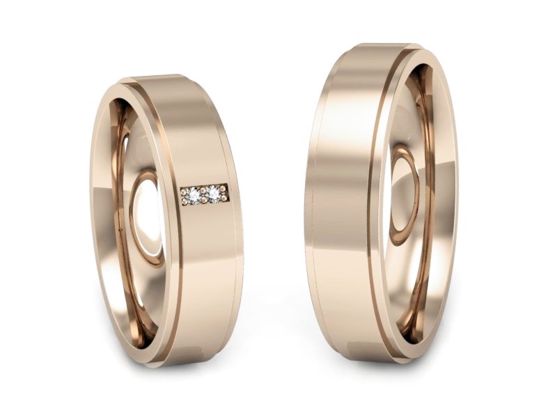 Obrączki z diamentami nowoczesne różowe złoto - P50170T24cp — zdjęcie 2