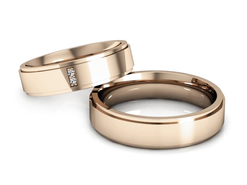 Obrączki z diamentami nowoczesne różowe złoto - P50170T24cp — zdjęcie 3