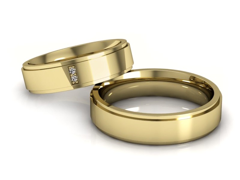 Obrączki z diamentami złote żółte złoto 14k - P50170T24zp — zdjęcie 3