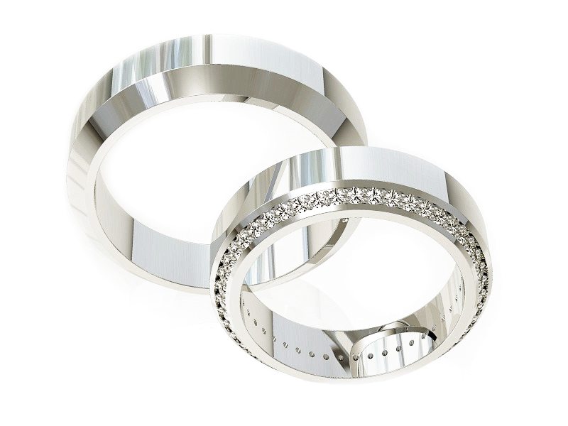 Obrączki z diamentami soczewkowe białe 585 - P50200T46B_o — zdjęcie 3