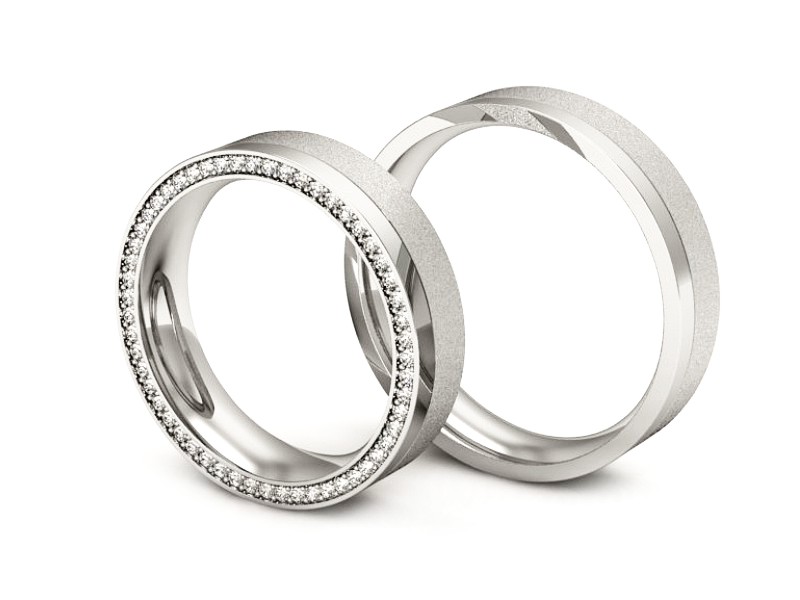 Obrączki z brylantami białe złoto 585 - P50220180T186bms — zdjęcie 3