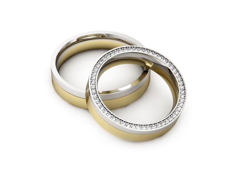 Obrączki z brylantami dwukolorowe złoto - P50220180T186bz — zdjęcie 2