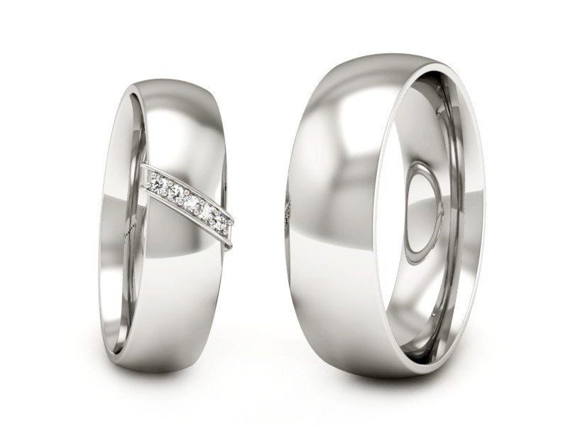 Obrączki z brylantami złote białe złoto 585 - P5060150T173b — zdjęcie 3