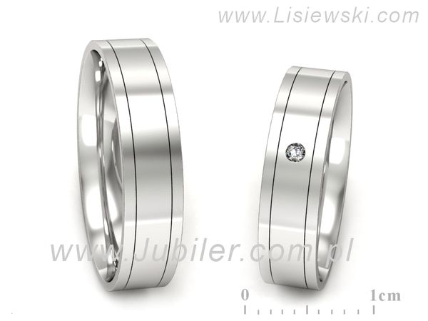 Obrączki ślubne z brylantem złote białe złoto obrączki 585 - P52145320b- 1