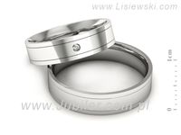 Obrączki ślubne z brylantem złote białe złoto obrączki 585 - P52145320b- 2