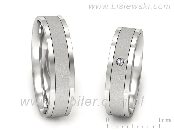 Obrączki ślubne diament obrączki złote białe złoto próba 585 - P52145320bms- 1