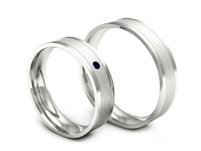 Obrączki z szafirem złote białe złoto 585 - P52145320bsz — zdjęcie 3