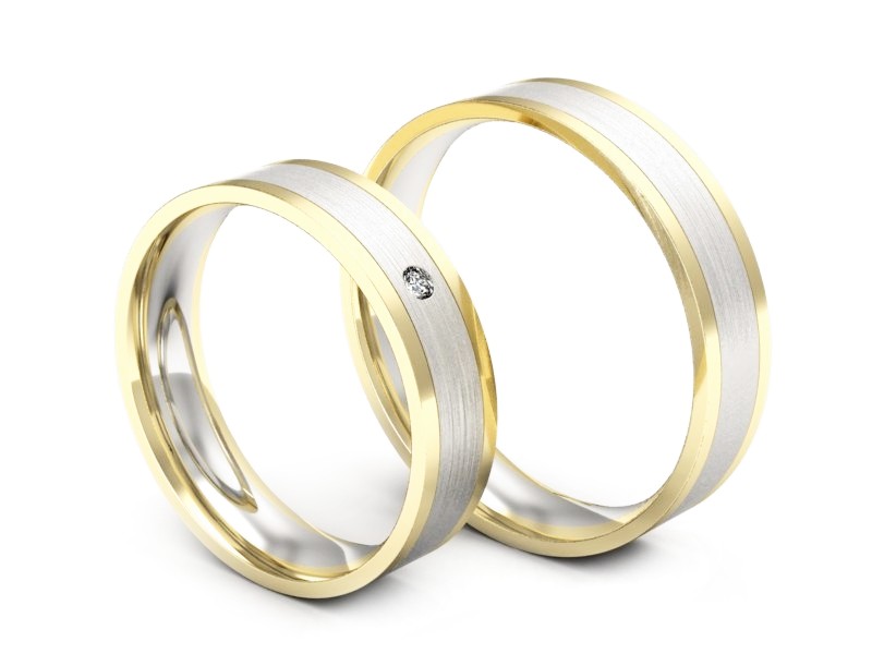 Obrączki z brylantem z żółte i białe złoto - P52145320bz — zdjęcie 3
