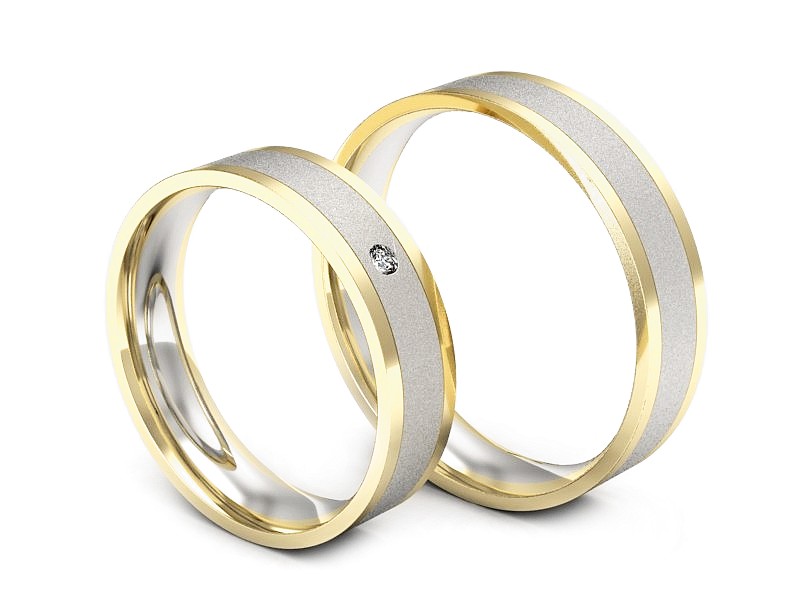 Obrączki z brylantem żółte białe złoto - P52145320bzms — zdjęcie 3