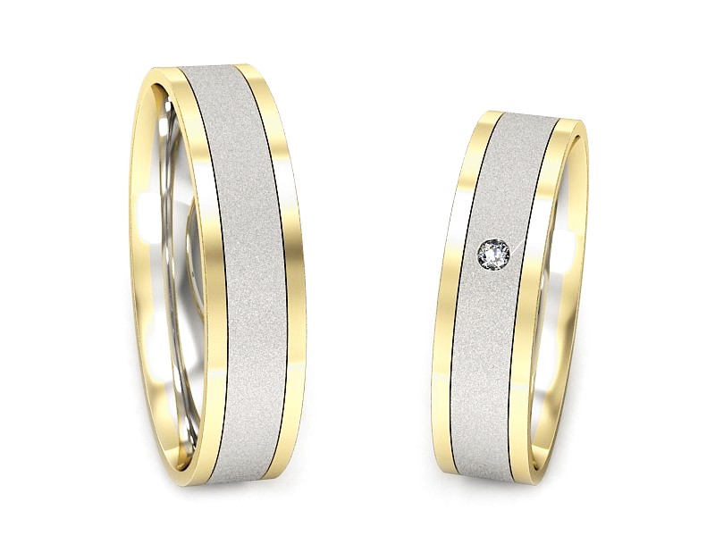 Obrączki z brylantem żółte białe złoto - P52145320bzms