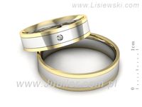 Obrączki ślubne z brylantem dwukolorowe żółte białe Au 14k - P52145320bzz- 2