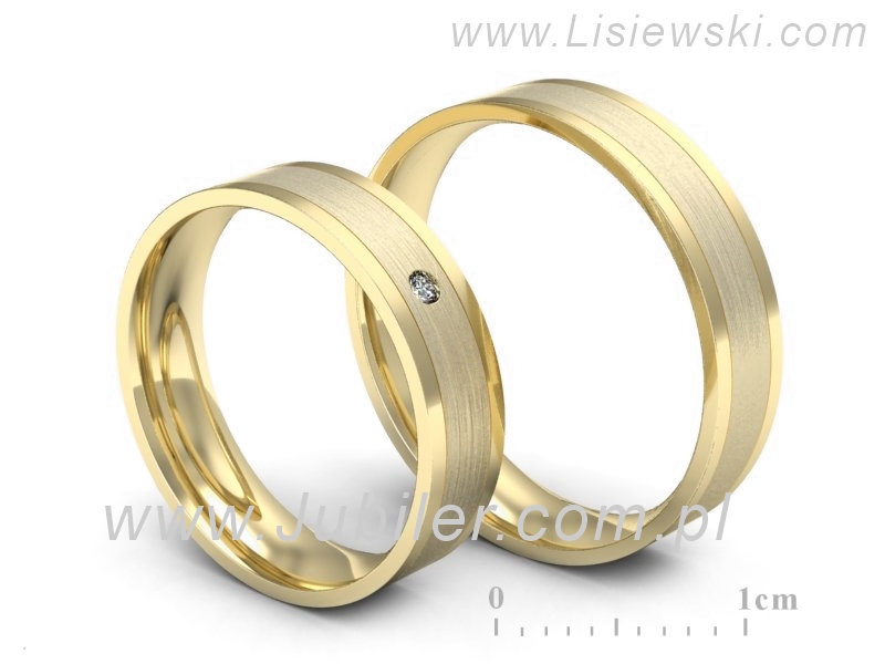 Obrączki ślubne obrączki z diamentem złote żółte złoto 14k - P52145320z - 3