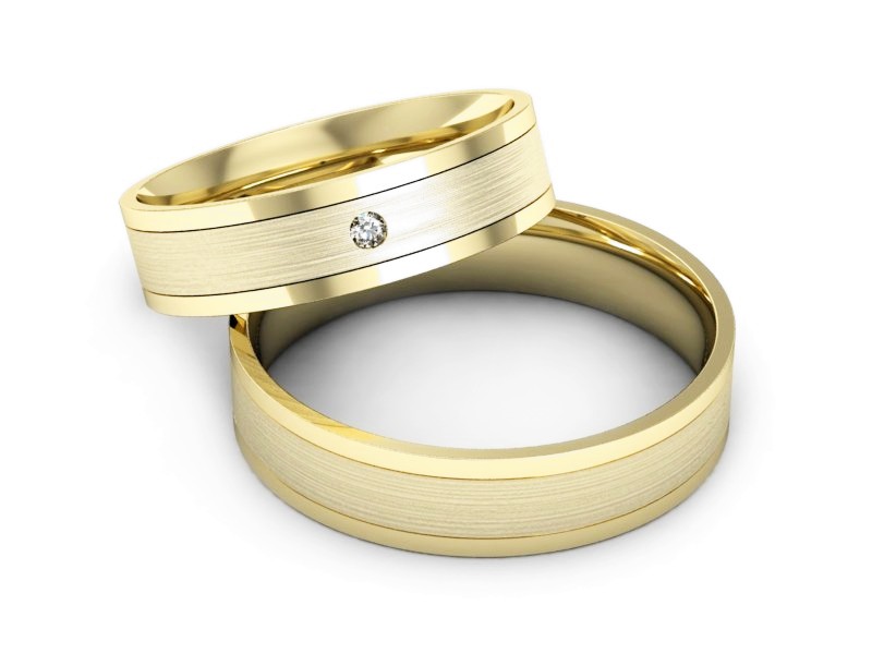 Obrączki z diamentem złote żółte złoto 14k - P52145320z — zdjęcie 2