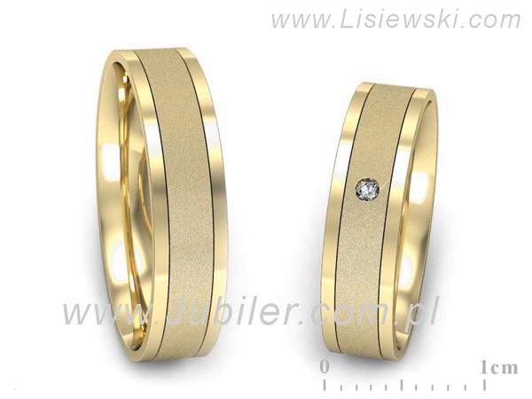 Obrączki ślubne diament obrączki złote żółte złoto próba 14k - P52145320zms- 1