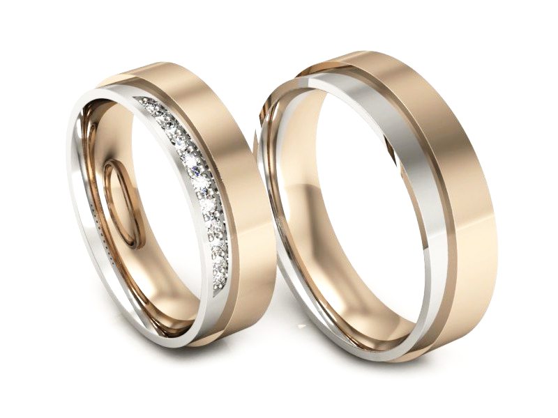 Obrączki z diamentami złote różowe i białe - P53170T55bc — zdjęcie 3