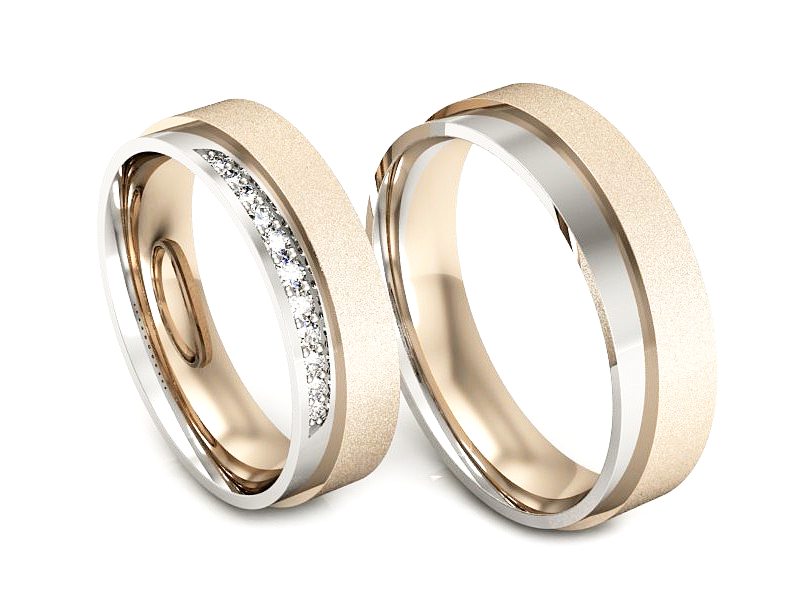 Obrączki z diamentami białe złoto 585 - P53170T55bcms — zdjęcie 3