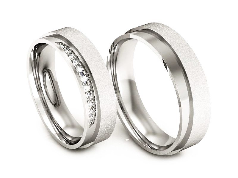 Obrączki z diamentami soczewkowe białe 585 - P53170T55Bms — zdjęcie 3