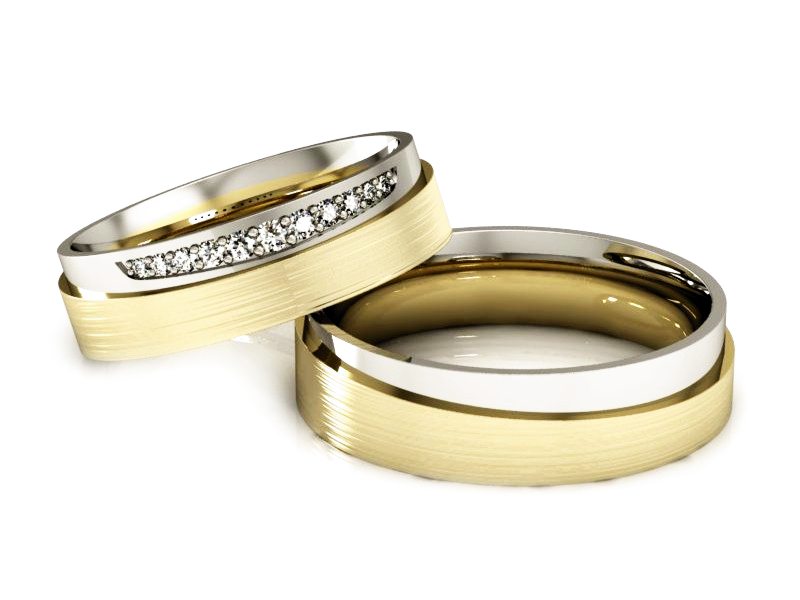 Obrączki z diamentami złoto dwukolorowe 585 - P53170T55BZmp — zdjęcie 2