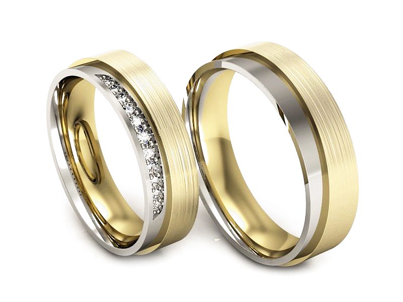 Obrączki z diamentami złoto dwukolorowe 585 - P53170T55BZmp — zdjęcie 3