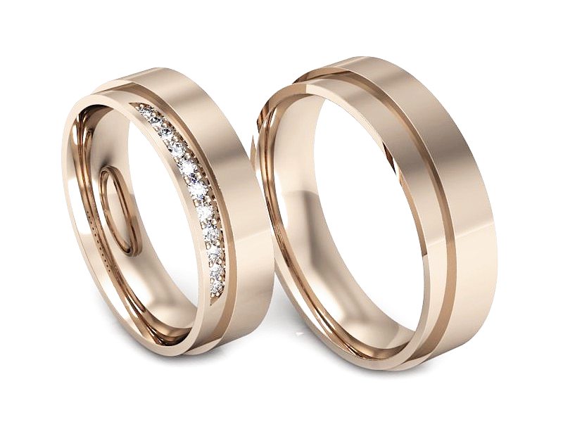 Obrączki z diamentami soczewkowe różowe złoto - P53170T55c — zdjęcie 3