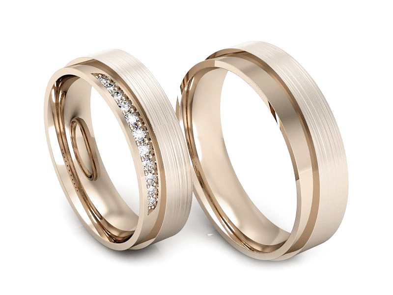 Obrączki z brylantami złote różowe złoto 585 - P53170T55cmp — zdjęcie 3