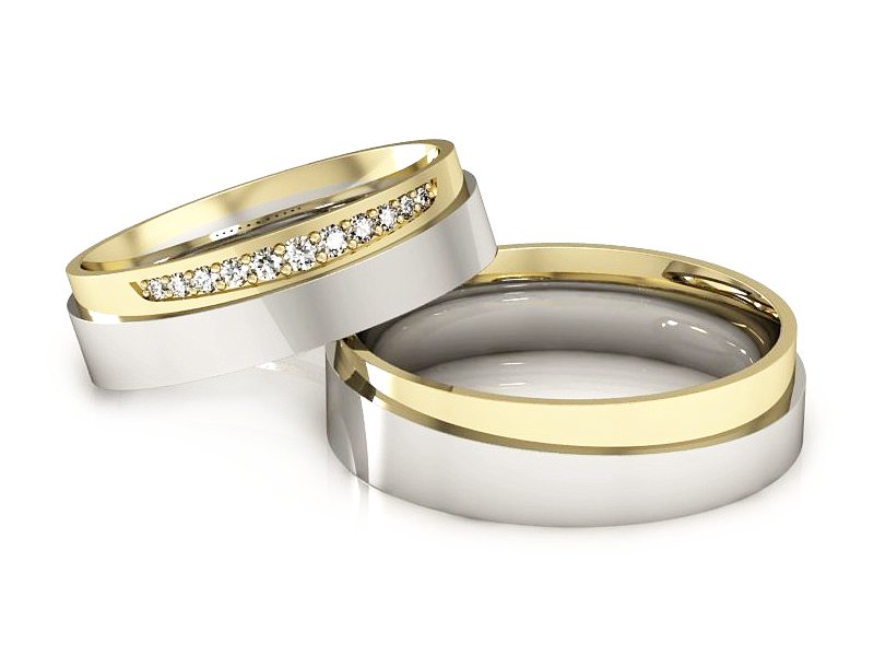 Obrączki z diamentami dwukolorowe obraczki - P53170T55ZB — zdjęcie 2
