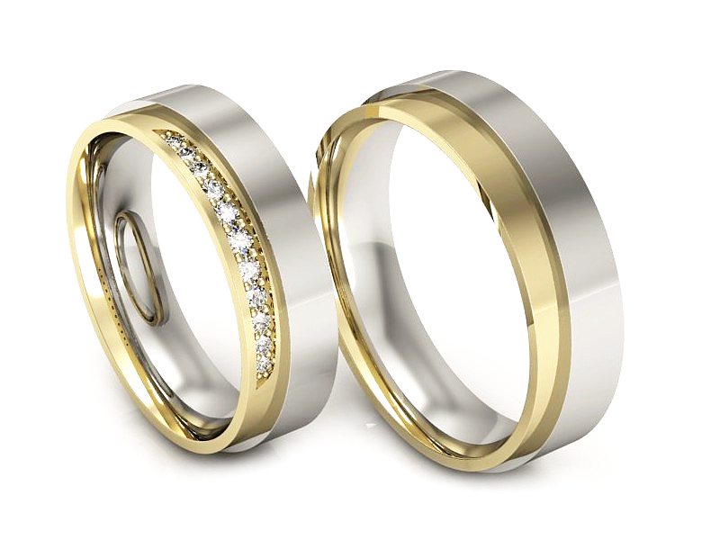 Obrączki z diamentami dwukolorowe obraczki - P53170T55ZB — zdjęcie 3