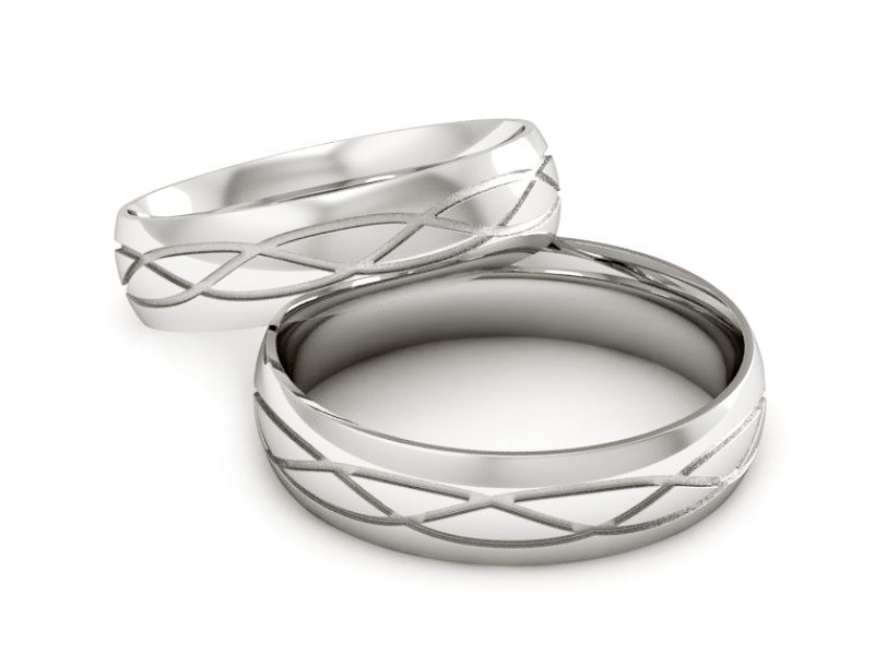 Obrączki białe złoto obrączki klasyczne 585 - P54180T146b — zdjęcie 2