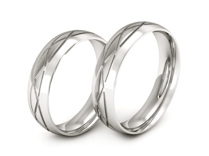 Obrączki białe złoto obrączki klasyczne 585 - P54180T146b — zdjęcie 3