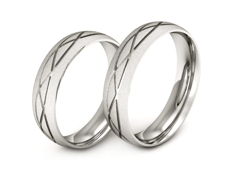 Obrączki białe złoto obrączki klasyczne 585 - P54180T146bms — zdjęcie 3